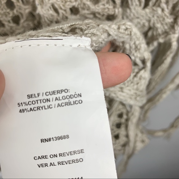 Boho Open Crochet Knit Tassle Fringe Poncho - Picture 7 of 9